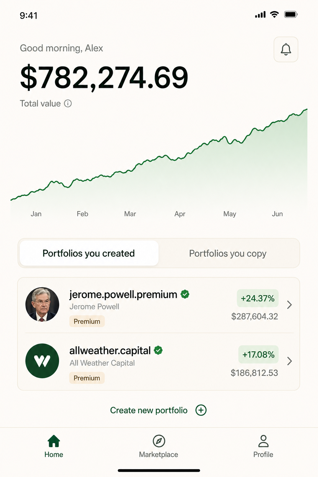 Twinvest dashboard